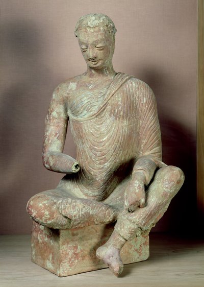 Buddha seduto in meditazione, da Fondukistan, VII-VIII secolo (terracotta) da Afghan School